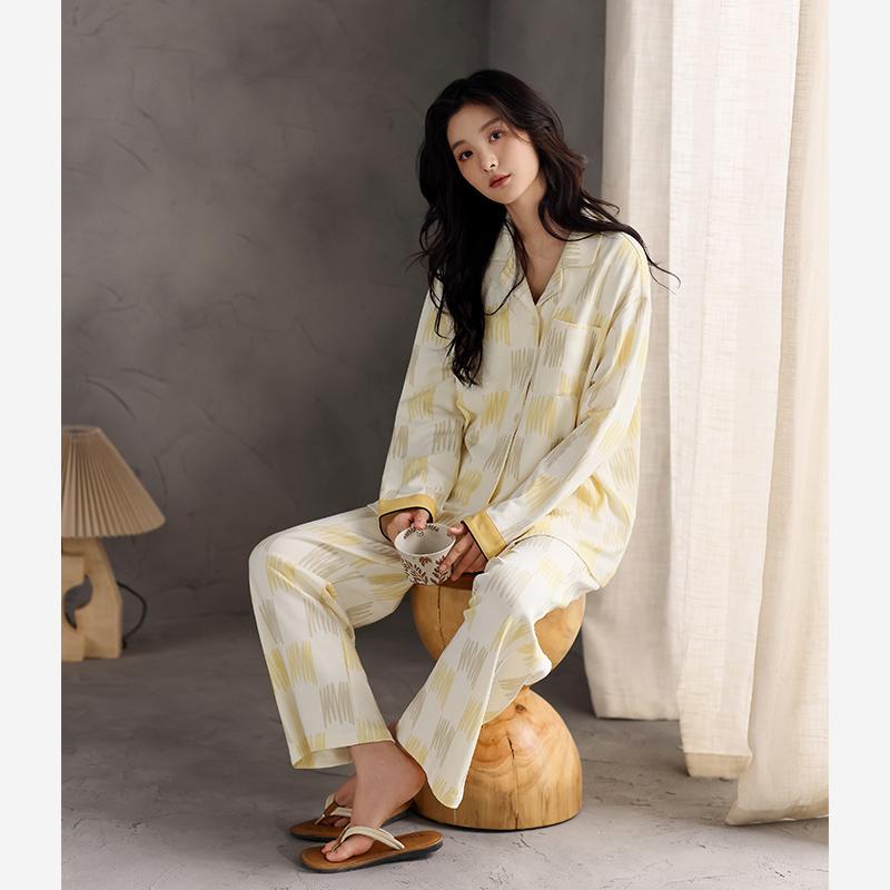 パジャマ レディース おしゃれ セットアップ 上下 大きいサイズ コットン 前開き 長袖 長ズボン ボタン..