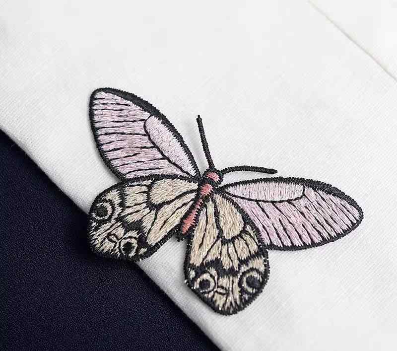 ワッペン 縫い付けタイプ 蝶 刺繍 布 装飾 小さめ アクセサリー 普段使い シンプル ハンドメイド 青 ピンク 黒 おしゃれ ワンポイント