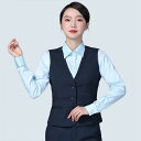 ベスト オフィス レディース 春秋 チョッキ 前開き Vネック レイヤード ショート丈 スリム フィット 大きいサイズ 制服 作業着 ビジネス シンプル 青