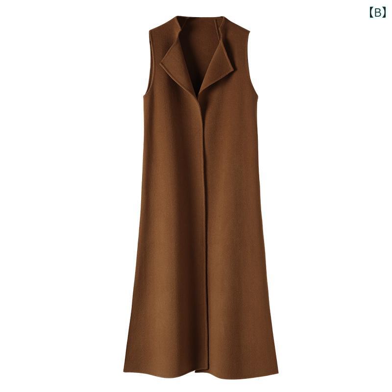 ジレ ベスト レディース 秋冬 ウール トップス 前開き ノースリーブジャケット レイヤード 大きいサイズ シンプル カジュアル スタイリッシュ 黒 茶