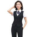 ベスト オフィス レディース メンズ 春秋 ジレ チョッキ 前開き パンツ スカート シャツ セットアップ シングルブレスト 通勤 ビジネス 制服 シンプル 黒...