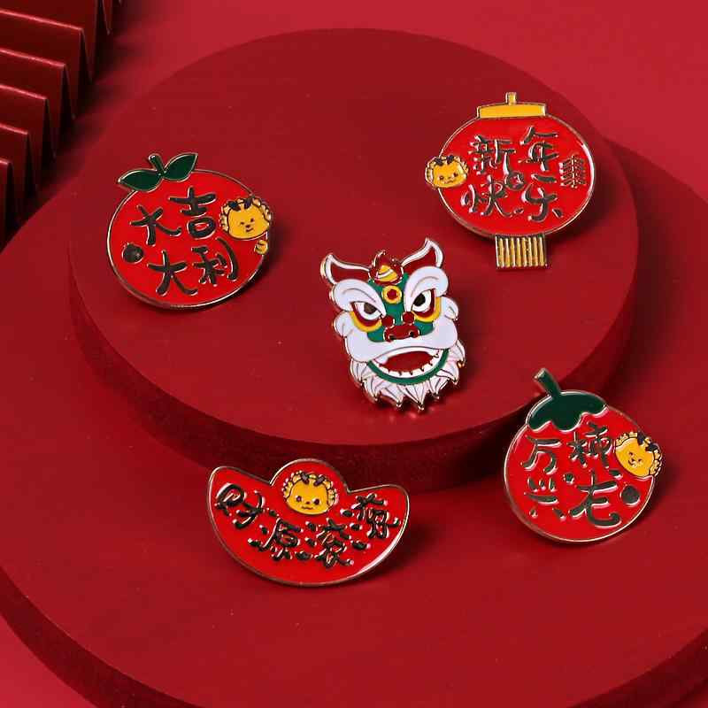バッジ おしゃれ チャイナ風 漢字 新年 ギフト ドラゴン ブローチ 祝福 テキスト バッグ アクセサリー ..