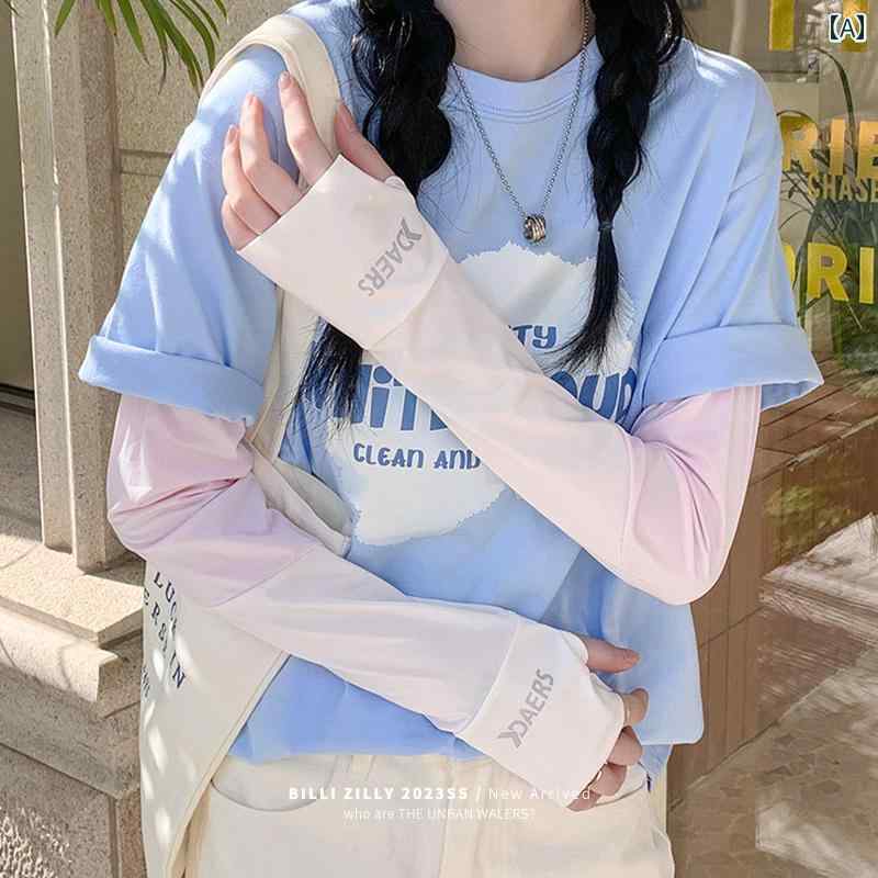 アームカバー 日焼け対策 夏 レディース 薄手 ひんやり 涼しい 通気性 ストレッチ ロング スリーブ ゆったり ナイロン フリーサイズ ピンク 白 青