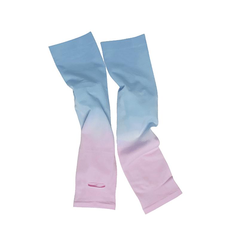 アームカバー 日焼け対策 夏 レディース グラデーション ロング スリーブ ひんやり 涼しい 薄手 通気性 ストレッチ ナイロン フリーサイズ ピンク 白 青