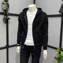 パーカー ジップアップ メンズ 秋冬 長袖 トップス 裏起毛 フード 大きいサイズ ランニング サイクリング アウトドア スポーティ カジュアル 黒