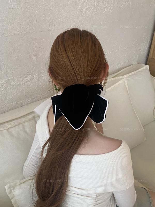 シュシュ かわいい レディース スクエア パイピング 大きめ ポニーテール ヘアゴム アクセサリー カジュアル シンプル 無地 黒 プレゼント 誕生日