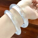 水晶 ブレスレット おしゃれ 透明 クリスタル バングル 手首 アクセサリー レディース シンプル ラウンド 滑らか 涼し気 上品 母の日 ギフト 白