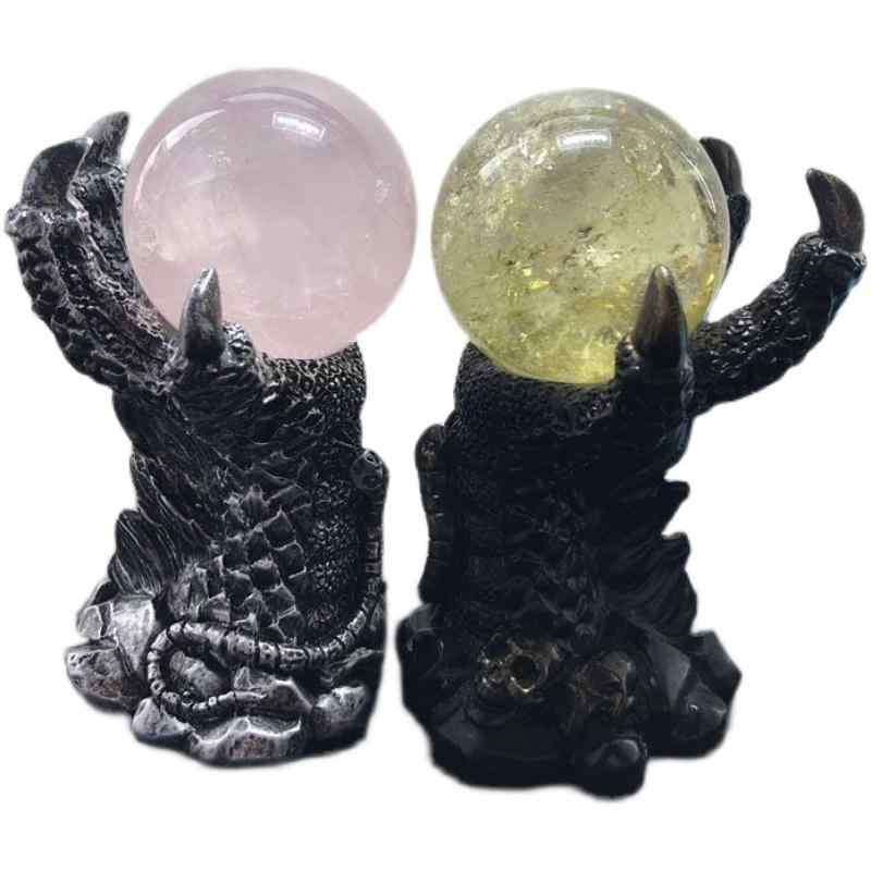 水晶玉 台座 樹脂製 ドラゴンクロー型 球形 ストーン アクセサリー 収納 スタンド おしゃれ インテリア 雑貨 家庭用 リビングルーム 玄関 黒 シルバー ゴールド