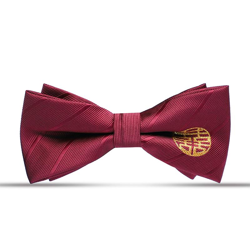 メンズ 蝶ネクタイ おしゃれ フォーマル 結婚式 パーティー 披露宴 韓国 新郎 花婿 英国風 漢字 円形 ワンポイント 金 ストライプ柄 黒