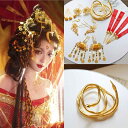 かんざし ヘアアクセサリー 蛇 干支 セット 縁起 ゴールド 赤 コスプレ 飾り チャイナ風 撮影 正月 花 銅貨 宮殿 揺れる ゆらゆら