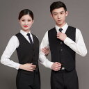 オフィス 制服 ベスト ホテル ウェイター スタッフ用 レディース メンズ 黒 赤 青 大きいサイズ ポリエステル Vネック シングルブレスト スリムフィット ポケット 快適 通気性 耐摩耗性