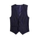 オフィス 制服 ベスト 春夏 レディース ショート丈 ビジネス スリム ジャケット メンズ 男女兼用 大きいサイズ Vネック シングルブレスト 黒 青 ストライプ 通気性