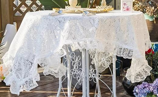 テーブルクロス おしゃれ 北欧 ほこりよけ 傷防止 防汚 食卓カバー キッチン ダイニング インテリア 模様替え レース フリル 刺繍 スクエア 花 白