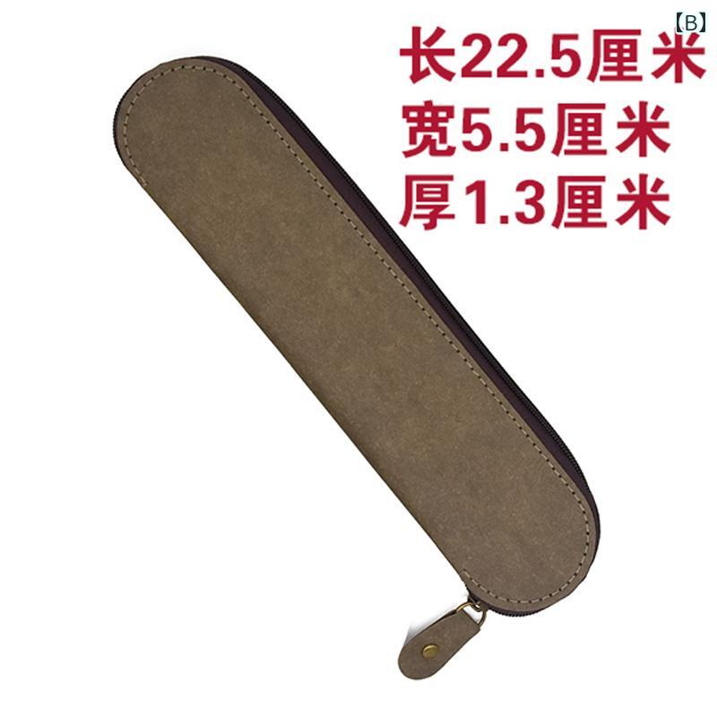 ペンケース 革 レザー 大人 レディース メンズ ビジネス オフィス 学生 ジッパー 薄型 小さめ 雑貨 筆箱 シンプル 無地 おしゃれ ギフト 茶 カーキ グレー