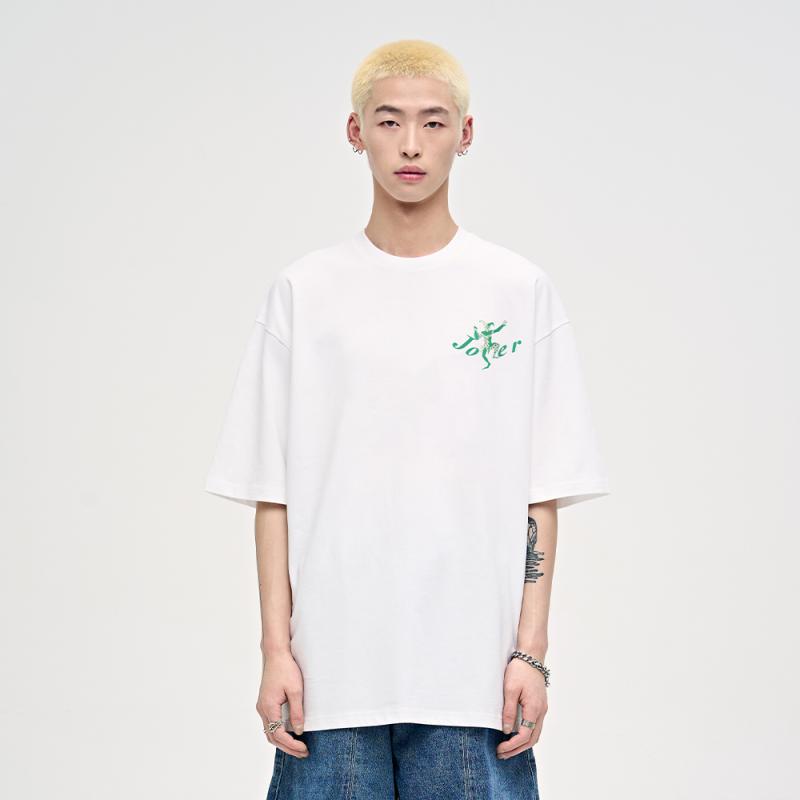 Rakuten - メンズ tシャツ おしゃれ レトロ 半袖 夏 綿 ヒップホップ プリント 普段使い ラウンドネック 大きいサイズ 白 黒 シンプル カジュアル ゆったり トランプ