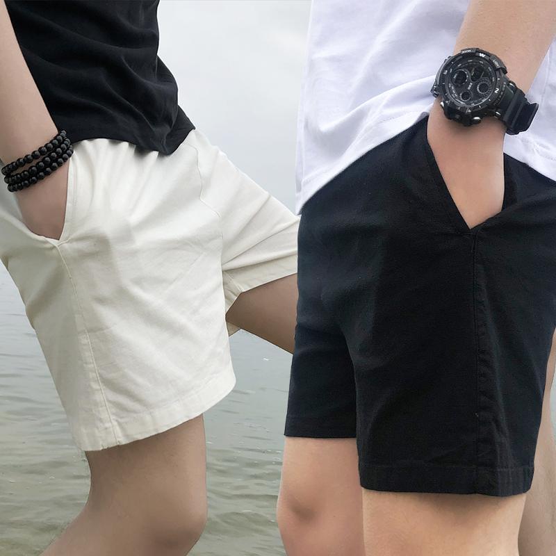 ショートパンツ メンズ 膝上 綿 韓国 スリム 夏 シンプル 伸縮性 カジュアル 柔らかい 薄手 ポケット レジャー 旅行 大きいサイズ 白 黒 赤
