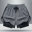 ショートパンツ メンズ 膝上 涼しい 快適 スポーツ ランニング セット 速乾 薄手 通気性 裏地 重ね着風 フィットネス 夏 柔らかい 伸縮性 大きいサイズ ...
