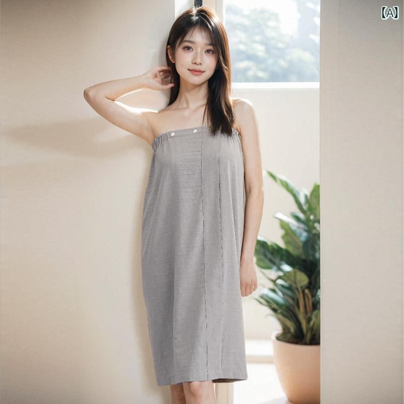 リラクゼーション ウェア 美容 バスローブ ラップ タオル 柔らかい 快適 綿 首 肩 マッサージ 半袖 伸縮性 ボタン オフショル ワンピース シンプル エステ グレー 青 白