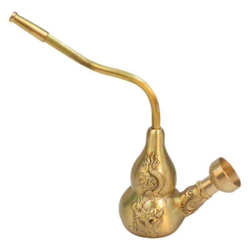 真鍮 パイプ たばこ 銅木 チャイナ風 レトロ 大きめ 小さめ 携帯用 喫煙具 双龍 ひょうたん型 ホルダー..