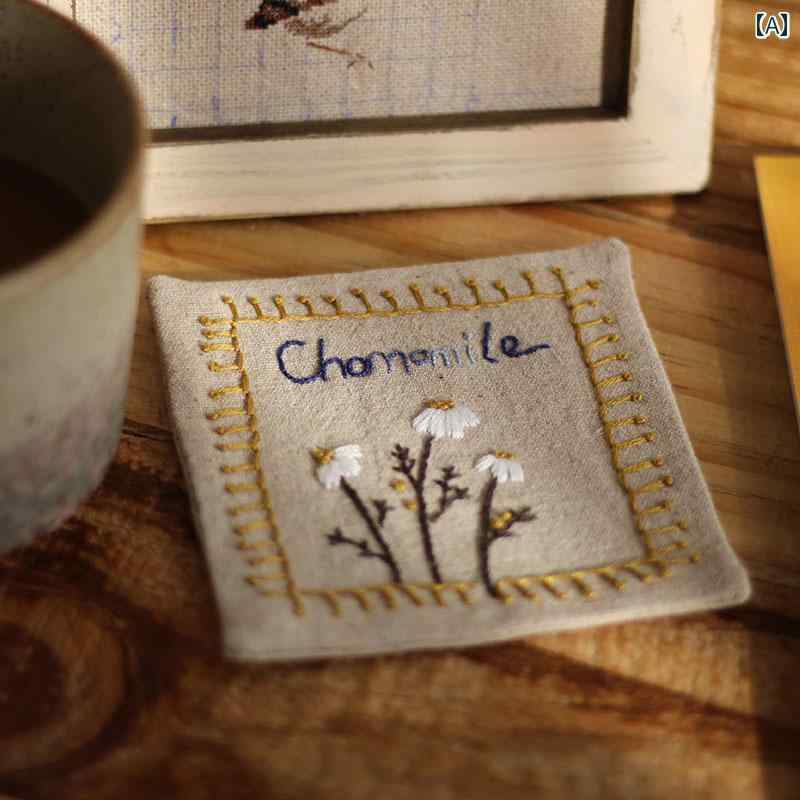 コースター 布 スクエア 正方形 小さめ ティーマット 家庭用 ダイニング メイド レディース カップル ギフト 刺繡 花柄 ひまわり 勿忘草 デイジー おしゃれ