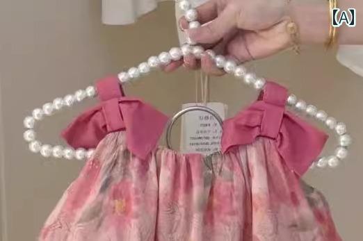 フロントップ楽天市場店のかぼちゃパンツ ベビー 赤ちゃん 女の子 男の子 かわいい カジュアル 夏 上下セット トップス ボトムス キャミソール 九分袖 リボン 装飾 ギャザー ウエストゴム プリント 花柄 チャイナ風 普段使い お出かけ ピンク｜アングル2
