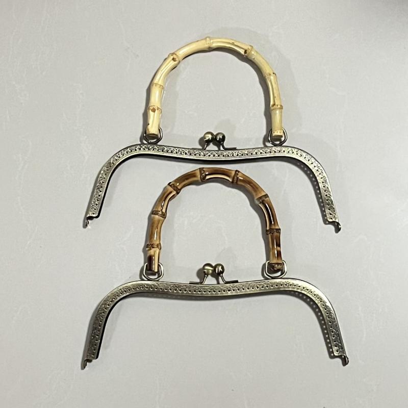 手芸 バッグ 持ち手 バンブー モチーフ 木製 27cm M字型 がま口 DIY材料 手提げ パーツ アクセサリー カラー 茶 光沢 滑らか おしゃれ