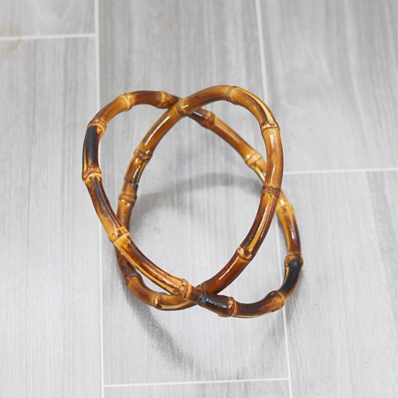 手芸 バッグ 持ち手 バンブー リング 丸形 ハンドル DIY材料 編み 手提げ パーツ アクセサリー 節付き 滑らか 光沢 大きいサイズ シンプル おしゃれ