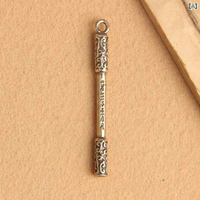 ペンダントトップのみ 中国風 アンティーク調 真鍮 小型 工芸品 お守り 吊り下げ パーツ チャーム キーホルダー 装飾 ハンドメイド アクセサリー 個性的 ゴールド