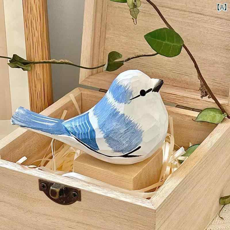 China Ornaments - 木製 オブジェ 北欧 木彫り 鳥 無垢材 卓上 小さめ 装飾品 プレゼント スズメ インコ おしゃれ インテリア リビング 玄関 シンプル ナチュラル 韓国