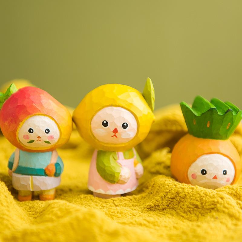 木製 オブジェ 北欧 かわいい 木彫り フルーツ 柿 バナナ イチゴ 卓上 小さめ 装飾品 女の子 誕生日 プレゼント シンプル ナチュラル モダン 韓国 インテリア 玄関