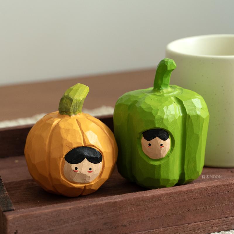 木製 オブジェ 北欧 木彫り 無垢材 装飾品 かわいい ギフト 唐辛子 かぼちゃ インテリア シンプル ナチ..