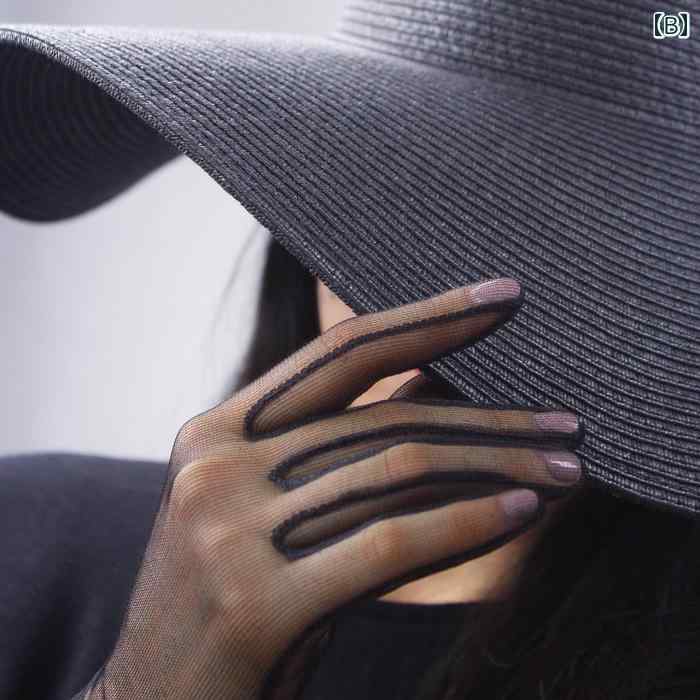 シースルー 手袋 メッシュ ショート チュール レトロ ドレス ウェディング スマホ対応 フリル エレガント 柔らかい シンプル アイボリー 黒 赤