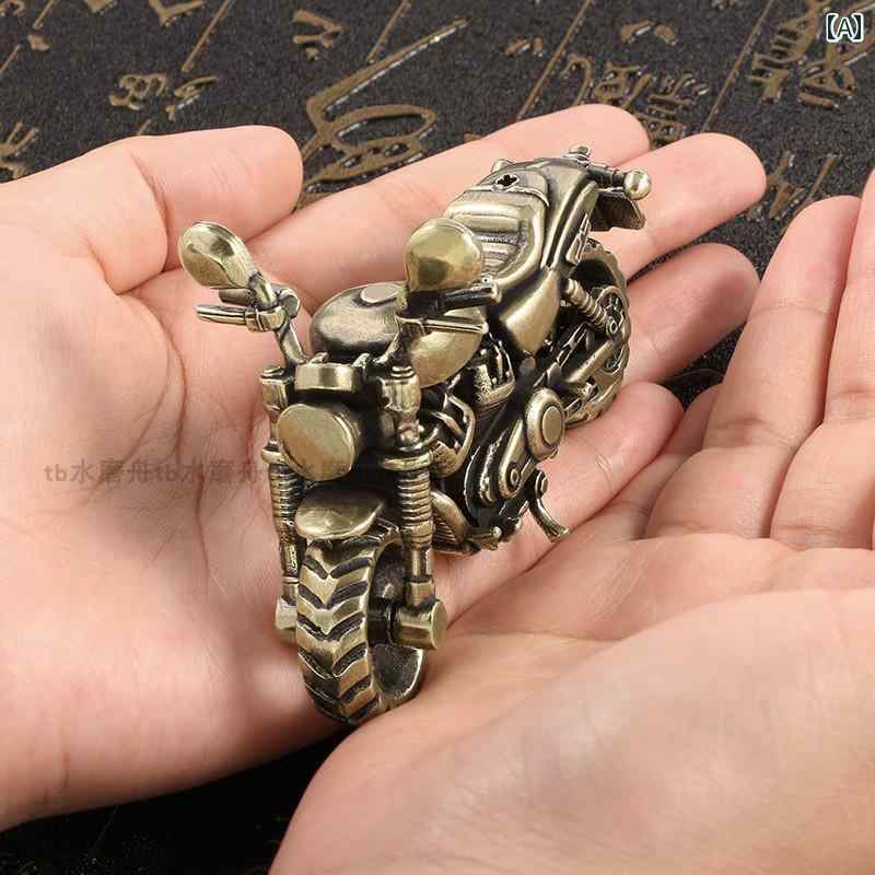 置物 インテリア オブジェ 銅 オートバイ 装飾 モデル ホイール ハンドル バー 可動 玩具 コレクション..