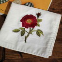 ハンカチ 刺繍 花柄 ローズ メンズ レディース 綿 吸汗 ポータブル 正方形 ハンドメイド チャイナ風 おしゃれ 白 プレゼント 誕生日