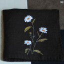 ハンカチ 刺繍 花柄 デイジー ローズ アイリス メンズ レディース リネン 吸汗 ポータブル 四角形 ハンドメイド おしゃれ 茶色 緑 紫 プレゼント 誕生日