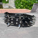 犬 首輪 おしゃれ ペット リベット 首 噛み 防止 スパイク トゲトゲ パンク ワイルド 太 散歩 レジャー 大きいサイズ ロング ピン バックル 黒 茶 青