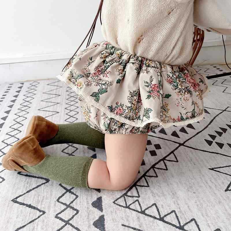 ベビー ブルマ パンツ かわいい 赤ちゃん 女の子 伸縮 ウエストゴム カジュアル フリル リボン 装飾 春..