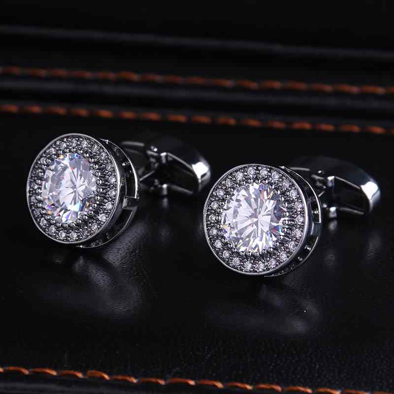 カフスボタン シャツ メンズ 銅 クリスタル ストーン ラウンド キラキラ 結婚式 二次会 パーティー パ..