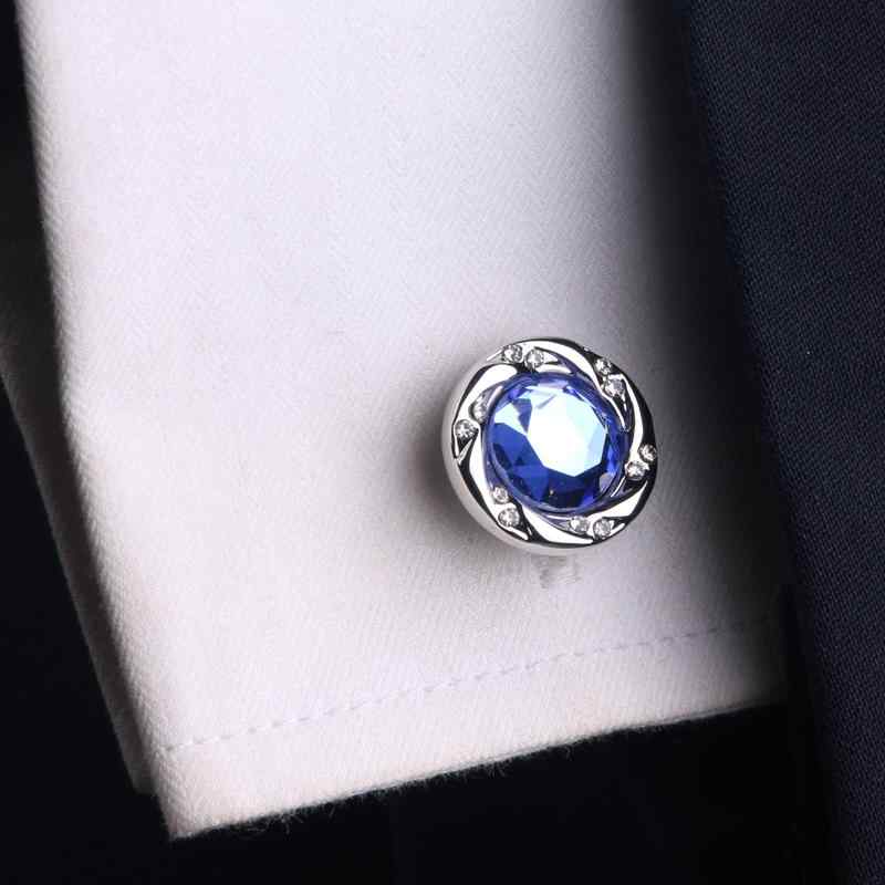 カフスボタン シャツ メンズ 銅 クリスタル フォーマル 結婚式 パーティー ビジネス イベント フレンチ おしゃれ エレガント 青 プレゼント 誕生日 父の日