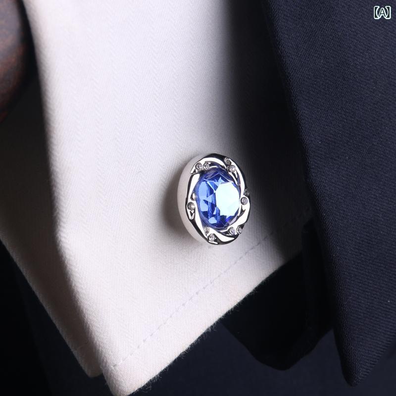 フロントップ楽天市場店のカフスボタン シャツ メンズ 銅 クリスタル フォーマル 結婚式 パーティー ビジネス イベント フレンチ おしゃれ エレガント 青 プレゼント 誕生日 父の日｜アングル2