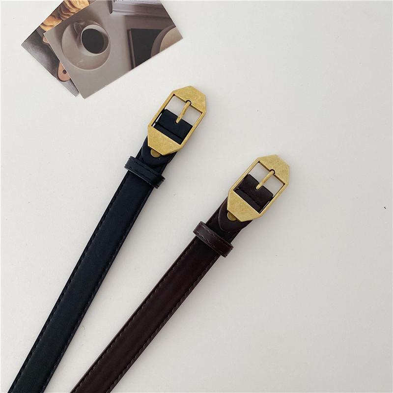 主材質: PU（人造革） 適用性別: 女性 デザイン: ベルト カラー: 黒+コーヒー【2本セット+穴あけ器】.コーヒー.黒 要素: 光面 ベルトバックル素材: 合金 バックルデザイン: ピンバックル 長さ: シングルループ 素材仕上げ: 光面 幅: 2.3cm