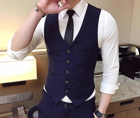 メンズ ベスト スーツ 春秋 フォーマル 男性用 結婚式 パーティー 新郎 花婿 チョッキ 韓国 大きいサイズ ゆったり シングルブレスト Vネック セットアップ シャツ スラックス 衣装 無地 シンプル 黒 青 グレー