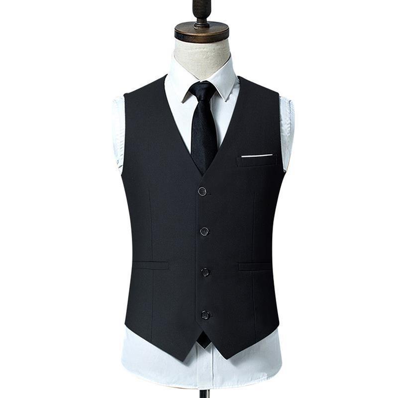 Vests - メンズ ベスト スーツ 春秋 フォーマル 男性用 結婚式 パーティー 新郎 花婿 英国風 韓国 大きいサイズ ゆったり ポケット Vネック シングルブレスト 無地 シンプル おしゃれ 黒 グレー 青