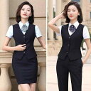 スーツ ベスト レディース メンズ 前開き Vネック ショート丈 ビジネス セットアップ 春秋 銀行 ホテル 制服 スカート スラックス 大きいサイズ シンプル...