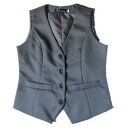 ベスト オフィス レディース 前開き ボタン Vネック ショート丈 春秋 スリムフィット 韓国 ホテル 制服 ポリエステル 大きいサイズ シンプル 上品 ビジネス 黒 紺 グレー