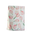 ブックカバー 布 A5 手帳 文庫本 書籍 保護 繰り返し使える チャーム付き しおり紐 かわいい チューリップ柄 厚手 三層 厚さ調整可能 白 緑