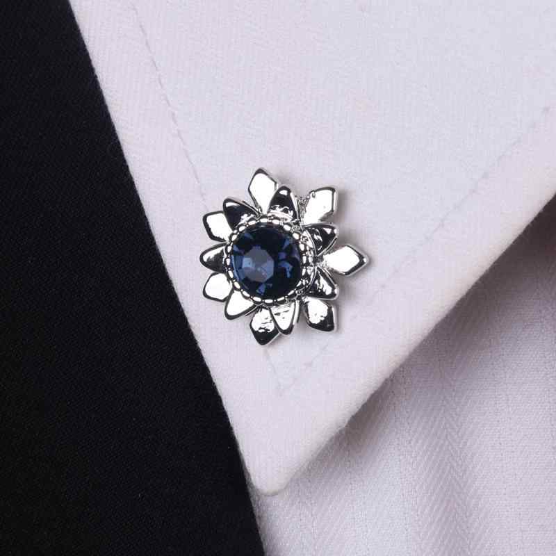 ラペルピン メンズ フォーマル ビジネス 光沢 小さめ レディース 装飾 ブローチ レトロ キラキラ スーツ シャツ アクセサリー 華やか パーティー 青 シル...