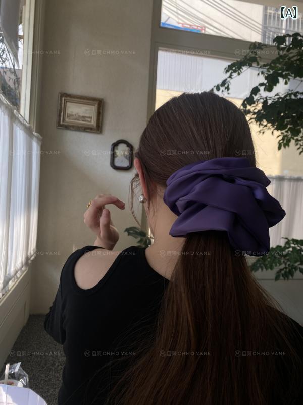 シュシュ ヘアアクセサリー サテン ブラウン 立体 大きな ヘッドバンド 髪飾り 秋...