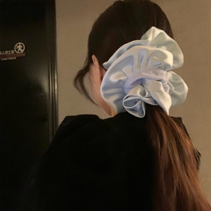 シュシュ ヘアアクセサリー ダブルレイヤー サテン フリル バレエ風 豪華感 シフォン ヘアゴム