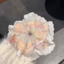 シュシュ ガーリー 秋冬 レース カラフル ボリューム 大人可愛い ヘアアクセサリー 風